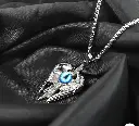 silver plated angle wings cross blue eyes pendant with chain necklace (1pc)