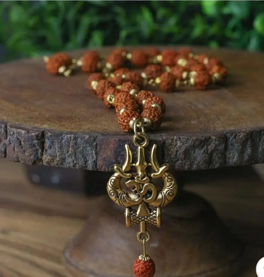 Om Shiva Trishool Rudraksha Necklace 54 Beads
