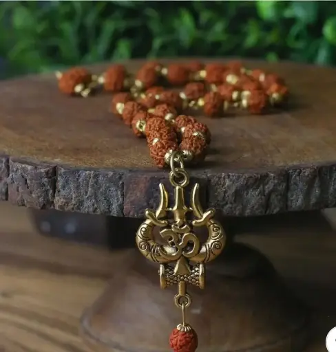 Om Shiva Trishool Rudraksha Necklace 54 Beads